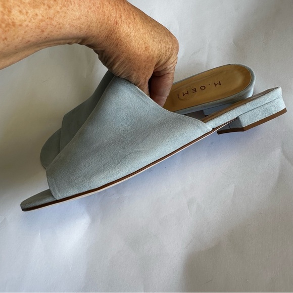 M. Gemi Womens Nuvola Pale Powder Blue Suede Mules Sandals Slip On Slides 39.5 9 - Picture 9 of 10